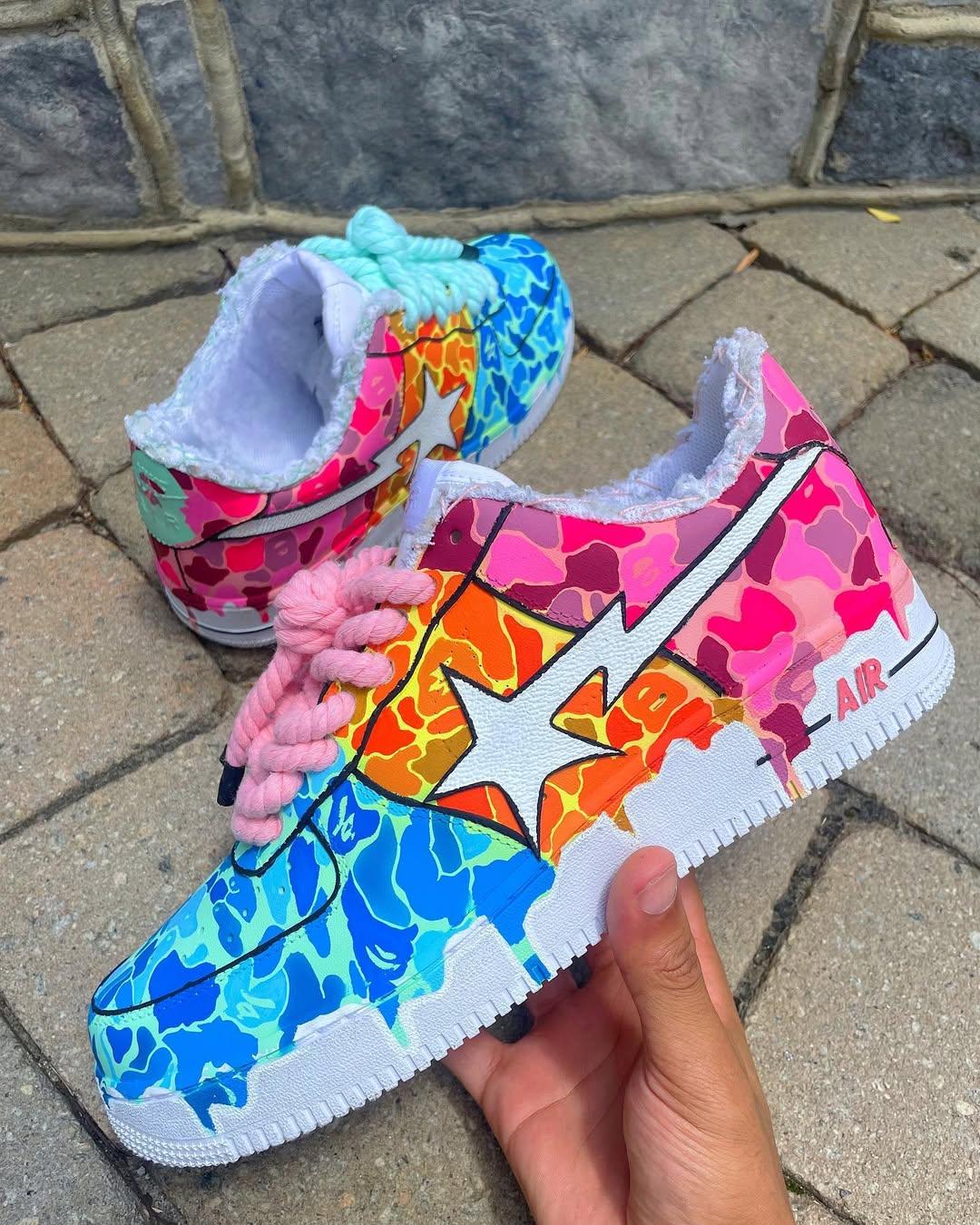 Customized Lightning Star Air Force 1 Shoes Hand Painted Colorful Graffiti – hand-painted custom sneakers | DiySneakers