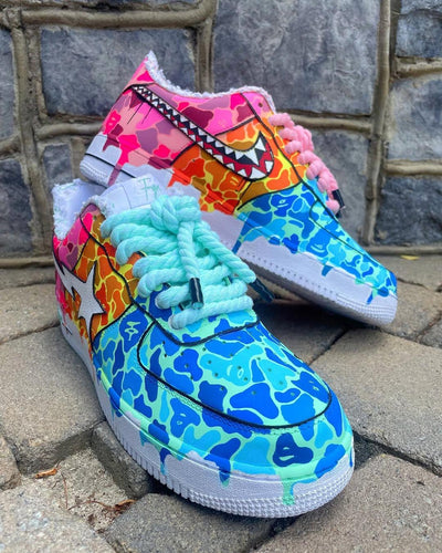 Customized Lightning Star Air Force 1 Shoes Hand Painted Colorful Graffiti – custom sneakers view 2 | DiySneakers