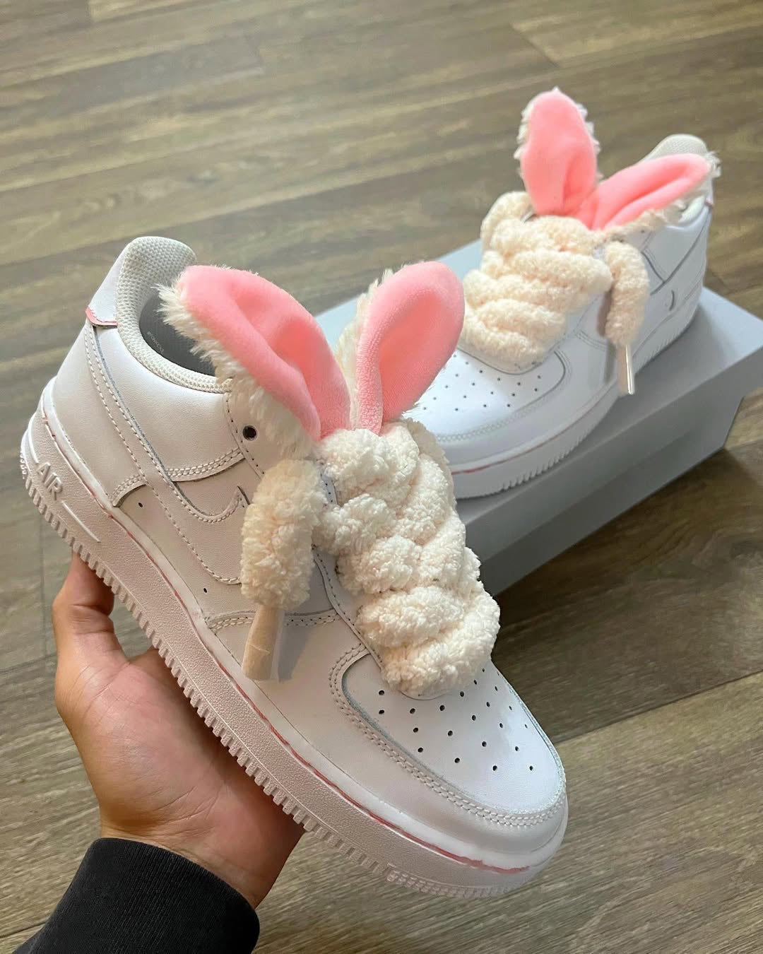 Customized Plush Bunny Ears Air Force 1 Shoes – hand-painted custom sneakers | DiySneakers