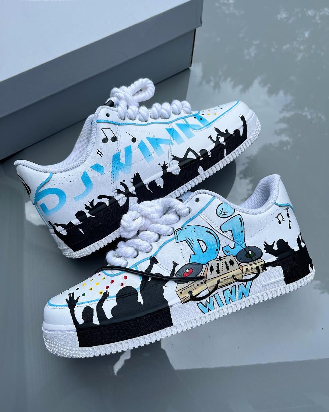 Customized Music Station Air Force 1 Shoes Hand Painted White – hand-painted custom sneakers | DiySneakers