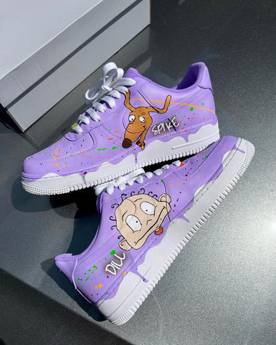 Customized Rugrats - Chucky & Tommy Air Force 1 Shoes Hand Painted Purple – custom sneakers view 2 | DiySneakers