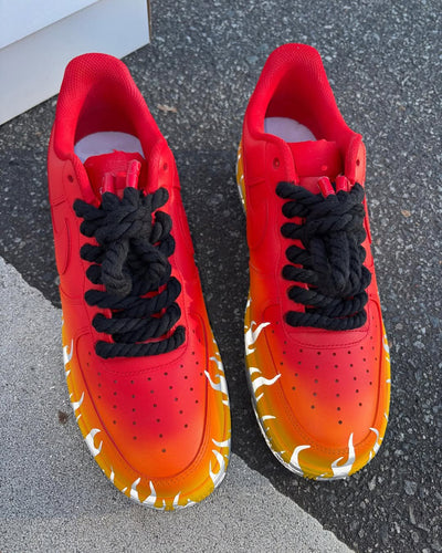 Customized Flaming Air Force 1 Shoes Hand Painted Red – custom sneakers view 2 | DiySneakers