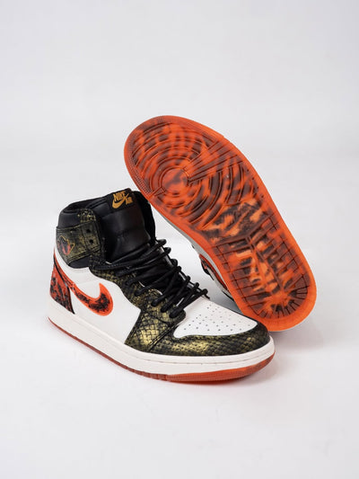 Custom Blazing Flame Golden Dragon Air Jordan High - Top – custom sneakers view 2 | DiySneakers