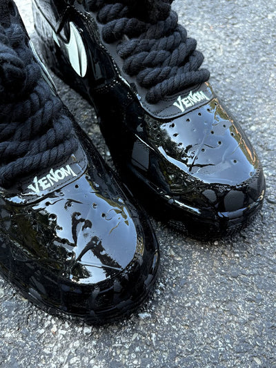 Custom Venom - Patent Leather Air Force 1 Low - Top Black – custom sneakers view 2 | DiySneakers