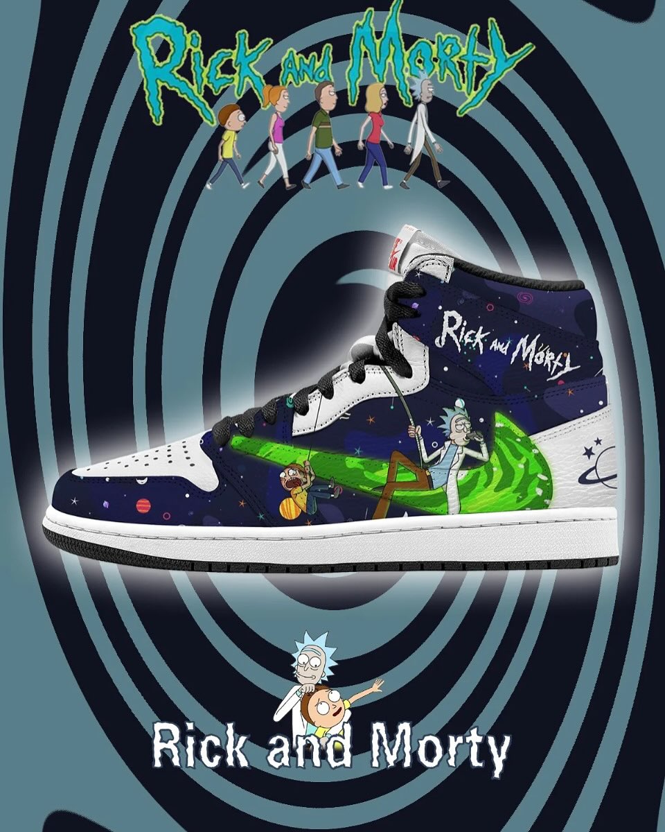 Custom Rick and Morty Air Jordan High - Top Blue – hand-painted custom sneakers | DiySneakers