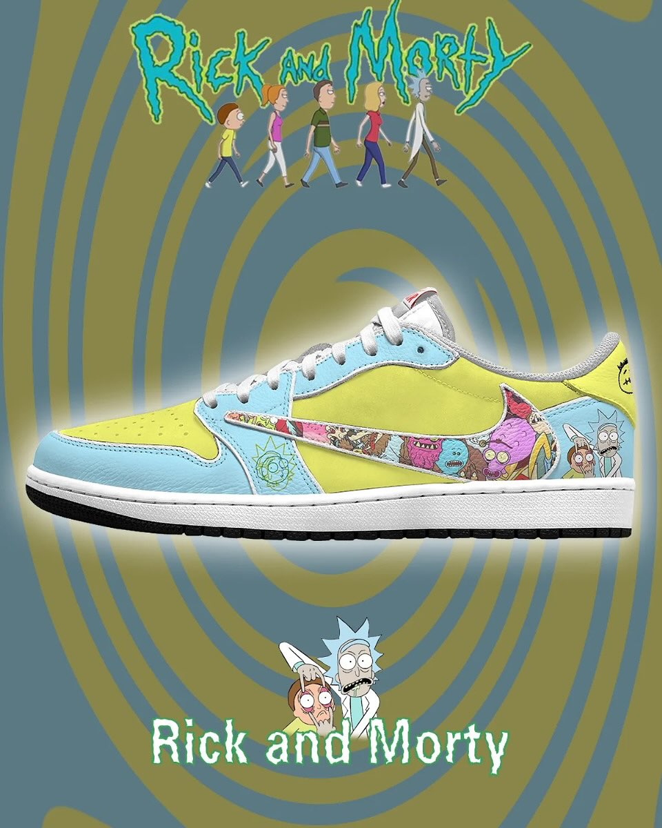 Custom Rick and Morty Air Jordan Low - Top Blue/Green – hand-painted custom sneakers | DiySneakers