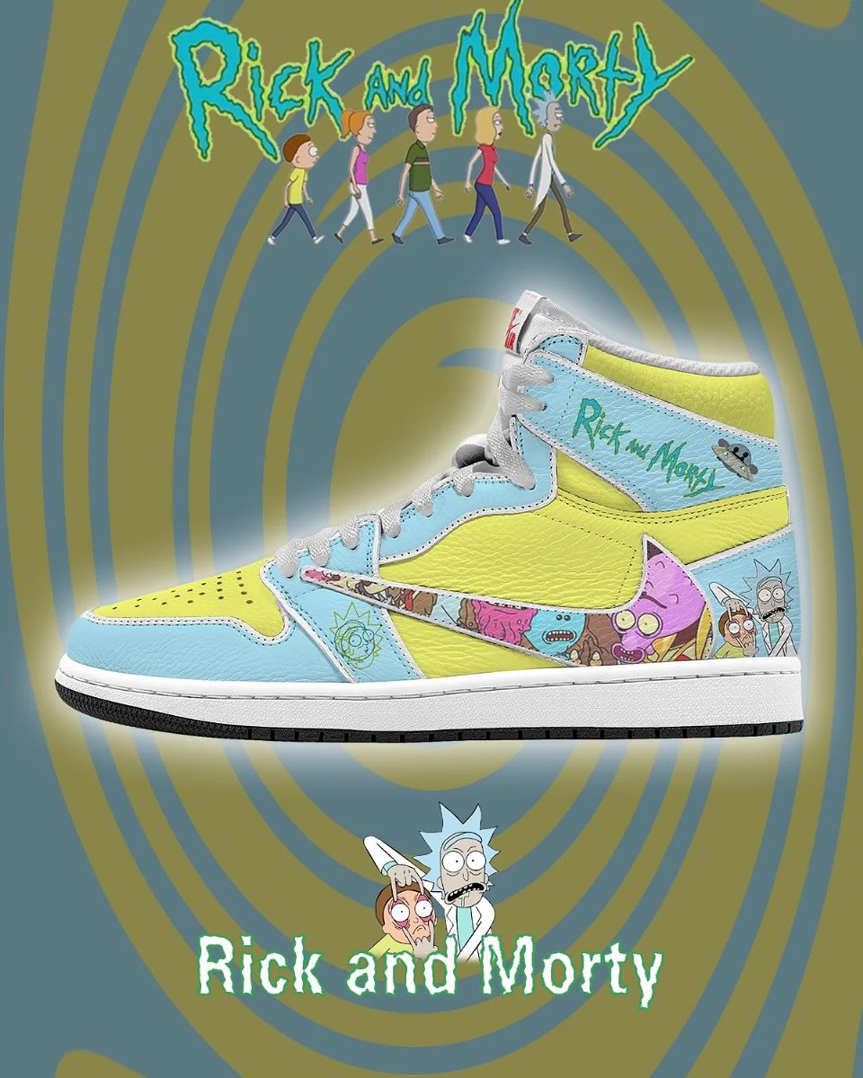 Custom Rick and Morty Air Jordan High - Top Blue/Green – hand-painted custom sneakers | DiySneakers