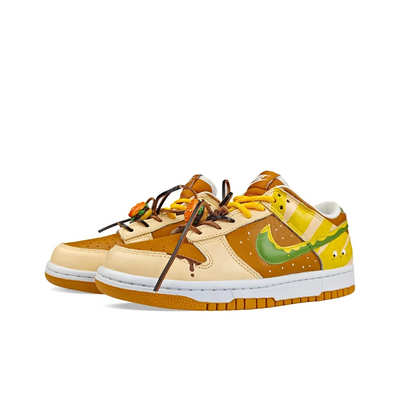 Custom Mr. Hamburger Dunk Low Brown/Yellow – custom sneakers view 2 | DiySneakers