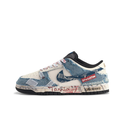 Custom Patched Rebel Dunk Low Denim Style – custom sneakers view 2 | DiySneakers