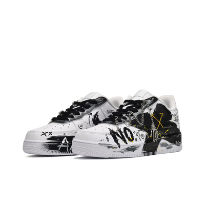 Customized Ink Wash&Hand-drawn Patterns Air Force 1 Shoes Black and white – custom sneakers view 2 | DiySneakers