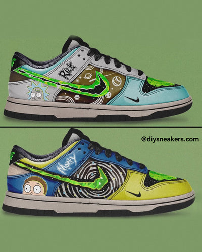 Custom Rick&Morty GreenDunk Low Street Graffiti – custom sneakers view 2 | DiySneakers