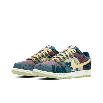 Custom Lemon Yellow, Small Cashew Flower Sailcloth Dunk – custom sneakers view 2 | DiySneakers