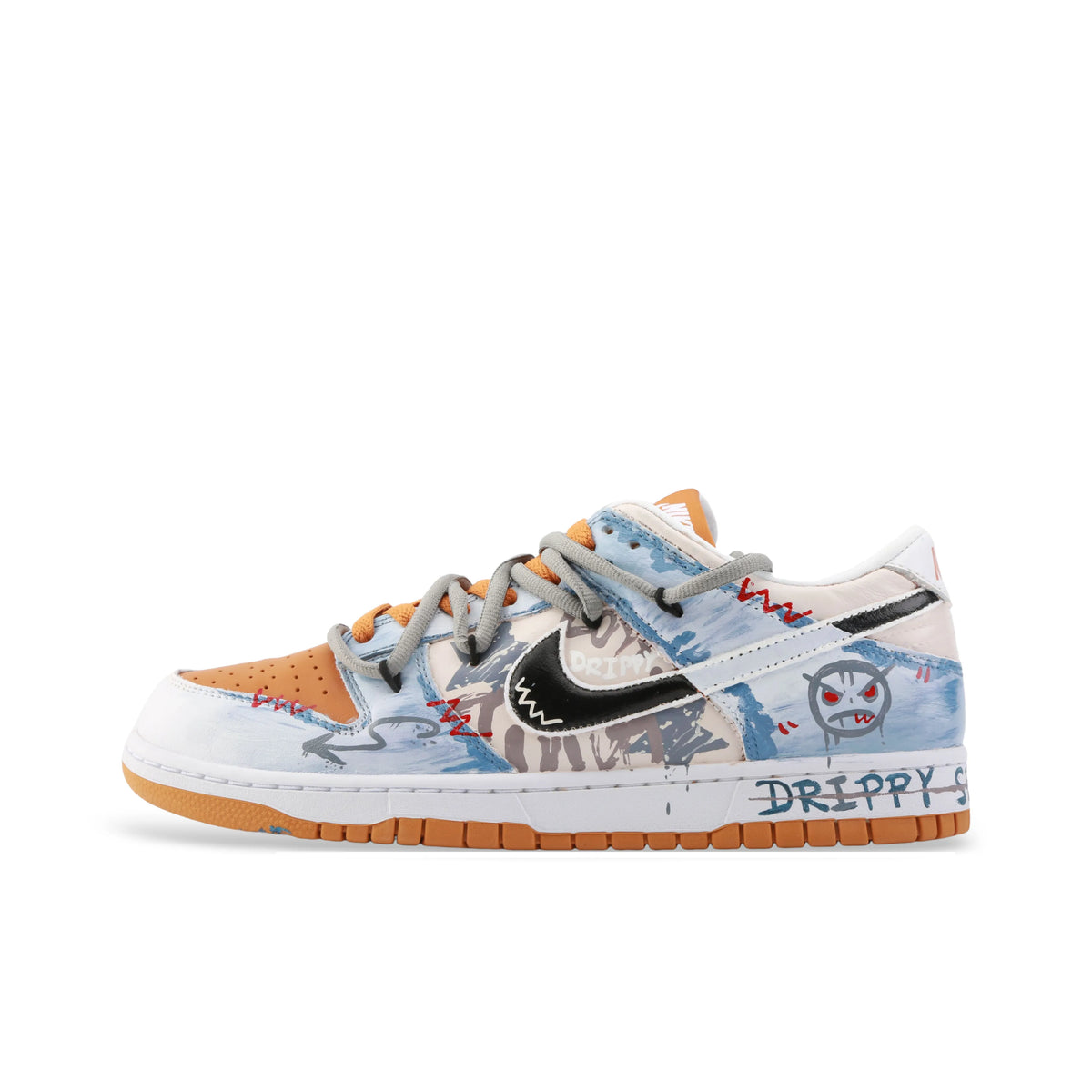 Custom Drippy Sense Dunk Low Orange/Blue – hand-painted custom sneakers | DiySneakers