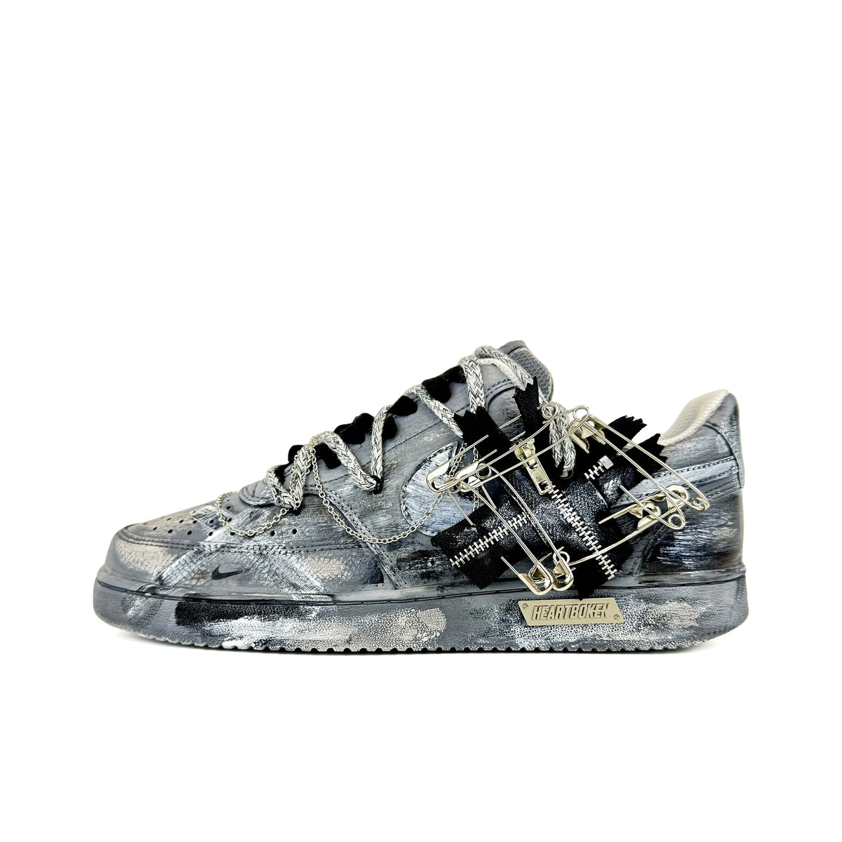 Custom Zipper Deconstruction Court Vision 1 Low Street Art – hand-painted custom sneakers | DiySneakers