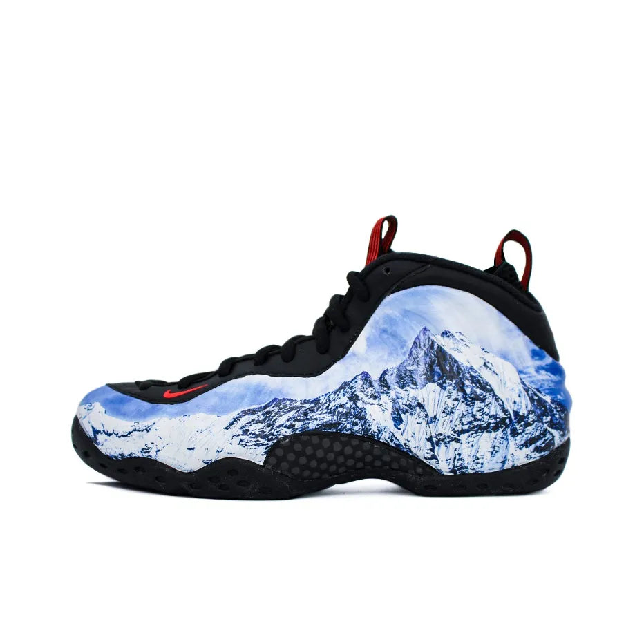 Custom Snowy Mountain Foamposite One Retro – hand-painted custom sneakers | DiySneakers