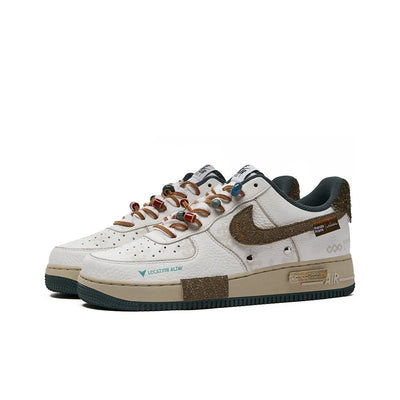 Customized CloudStride Air Force 1 Shoes White/Brown/Green – custom sneakers view 2 | DiySneakers