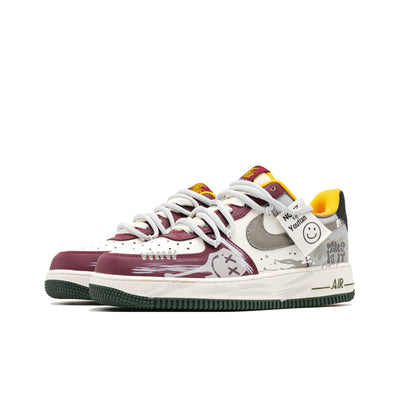 Customized Smile Face Graffiti Air Force 1 Shoes Red/Grey – custom sneakers view 2 | DiySneakers