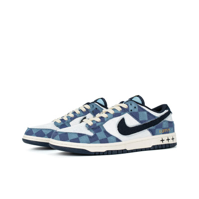 Custom Deconstructed Check, Vintage Grid Dunk Low Denim Style – custom sneakers view 2 | DiySneakers