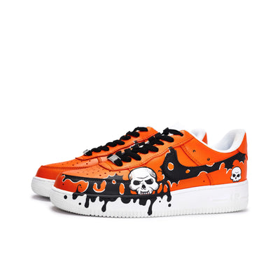 Customized Hand-painted Graveyard Shadows Air Force 1 Shoes Halloween Series Orange – custom sneakers view 2 | DiySneakers