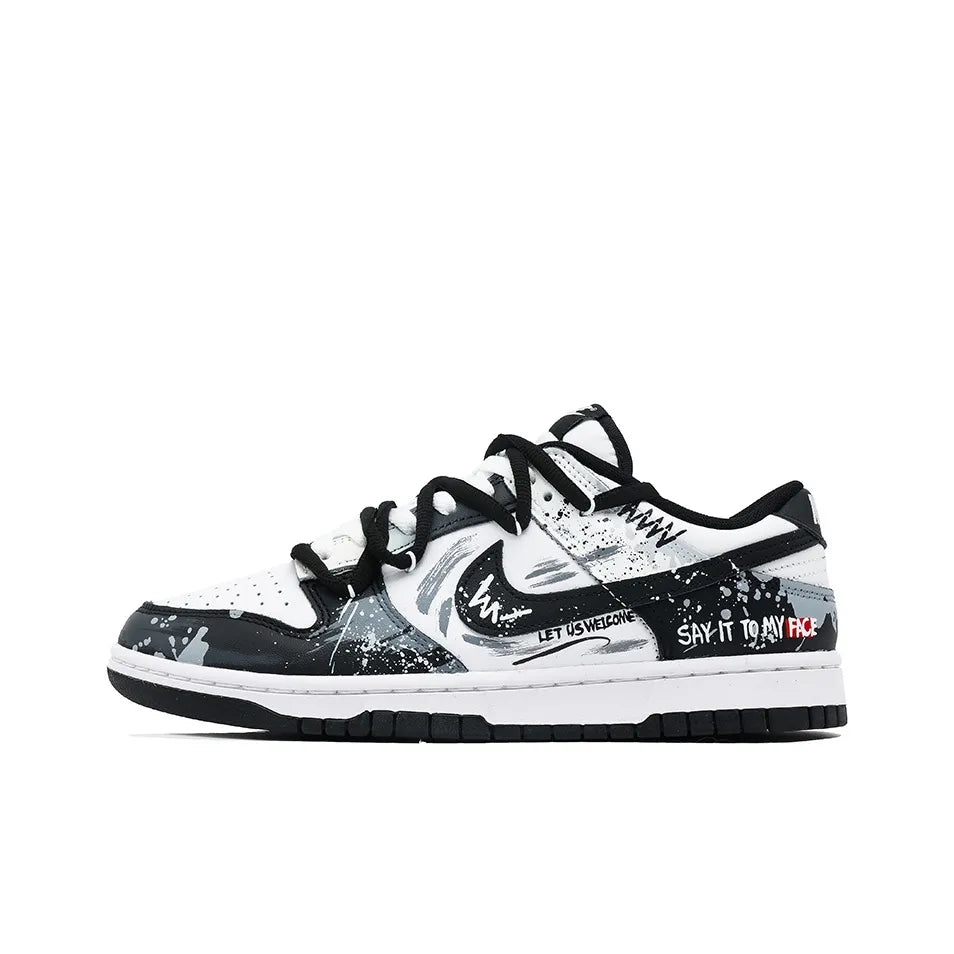 Custom Grayscale Dunk Low Black/Gray/White – hand-painted custom sneakers | DiySneakers