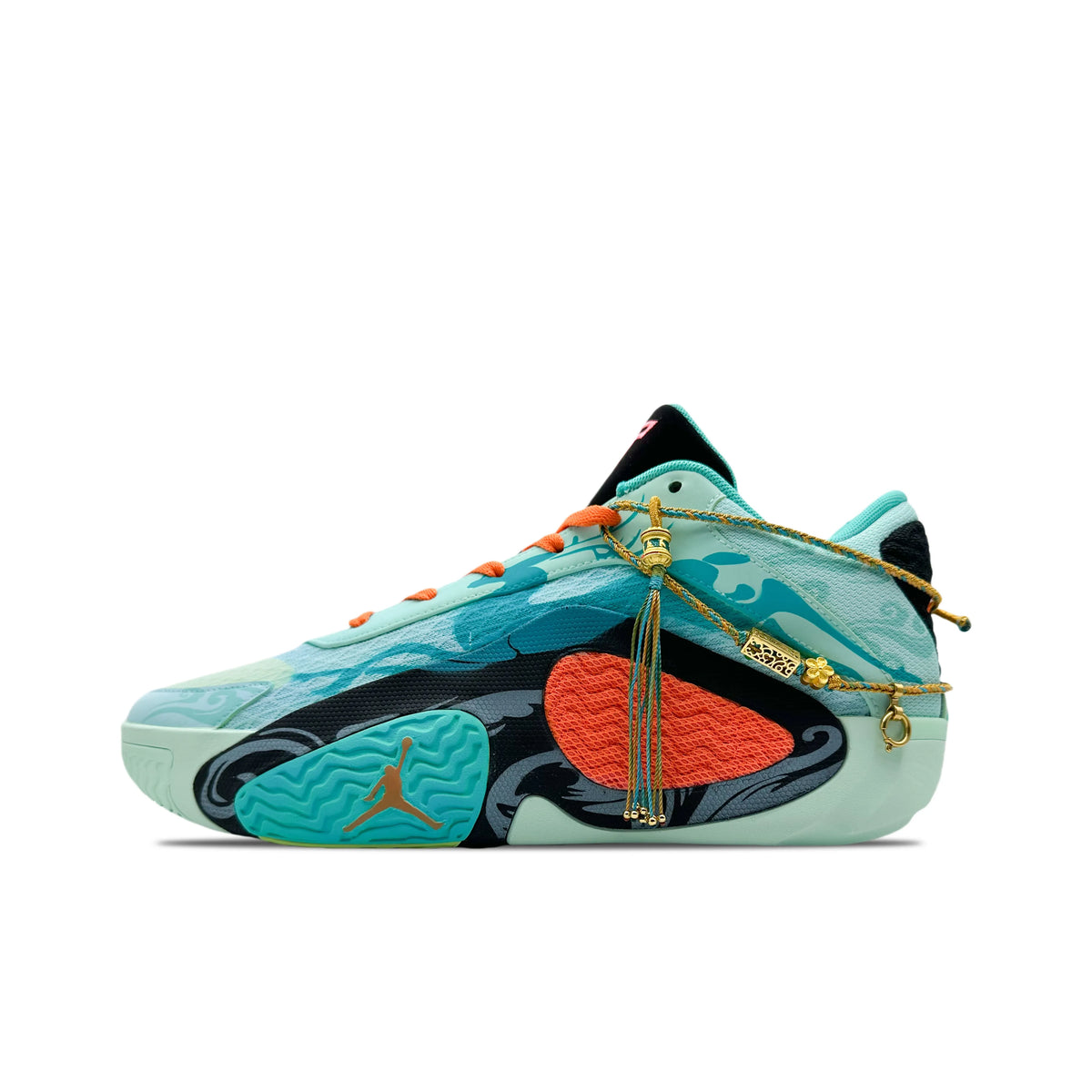 Custom Vortex Jordan Tatum 2 Cyan/Orange – hand-painted custom sneakers | DiySneakers