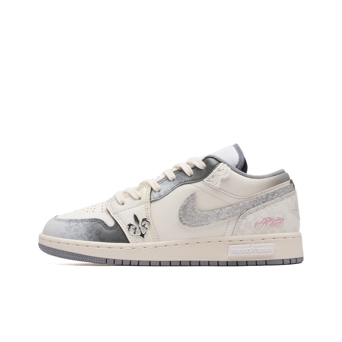 Custom Flower of Fortitude Air Jordan Low - Top White/Gray – hand-painted custom sneakers | DiySneakers