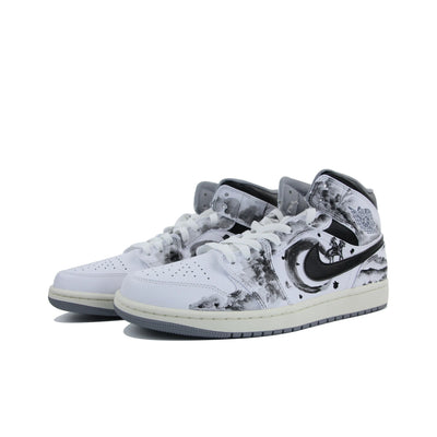 Custom Knights Errant Air Jordan 1 Mid - Top White/Black – custom sneakers view 2 | DiySneakers
