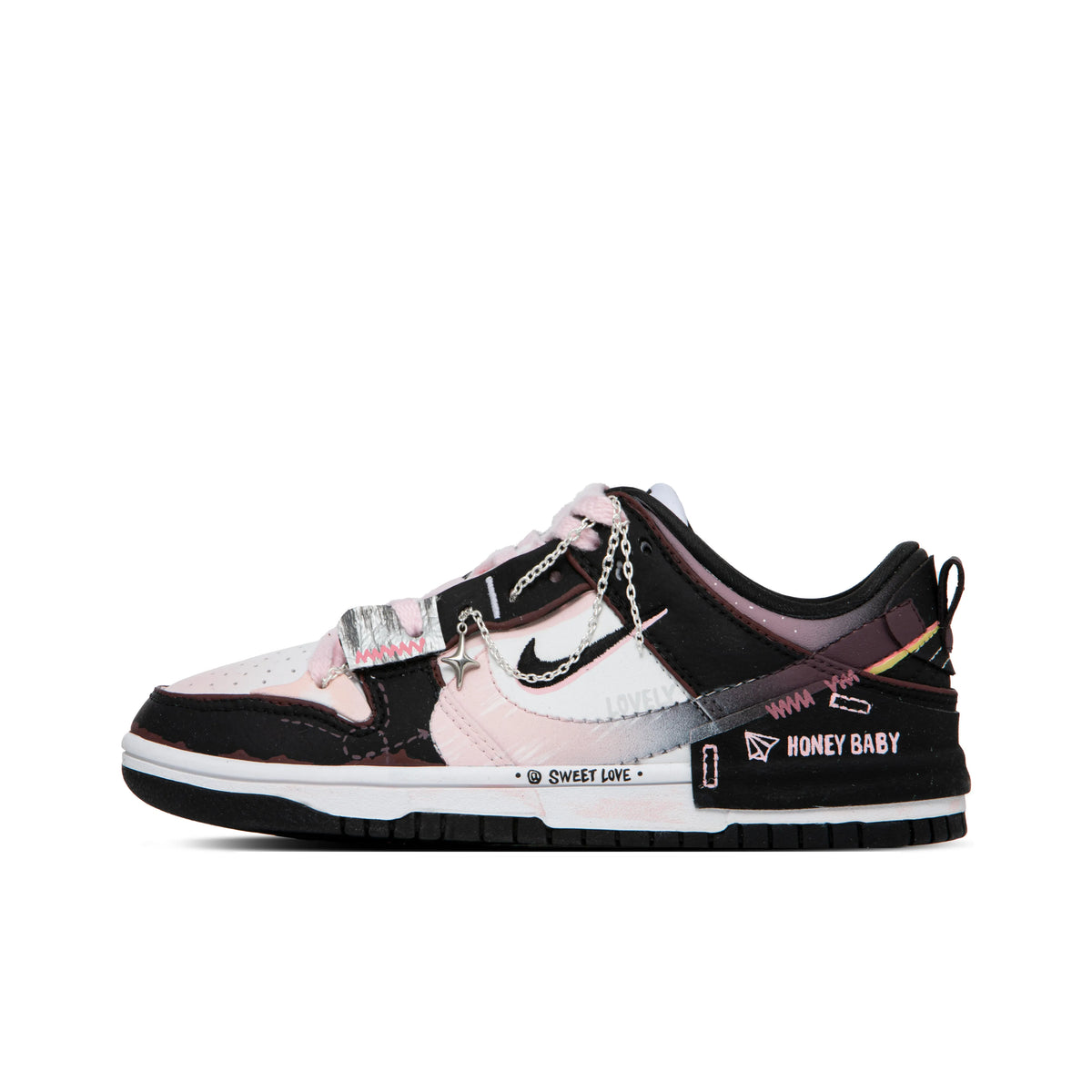 Custom Honey Peach Dunk Low Black/Pink – hand-painted custom sneakers | DiySneakers