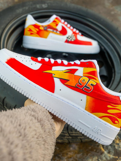 Custom Racing Cars McQueen, Hand Painted Air Force 1 – custom sneakers view 2 | DiySneakers