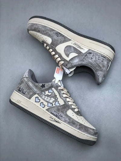 Custom Grey Distressed Style Air Force 1 – custom sneakers view 2 | DiySneakers