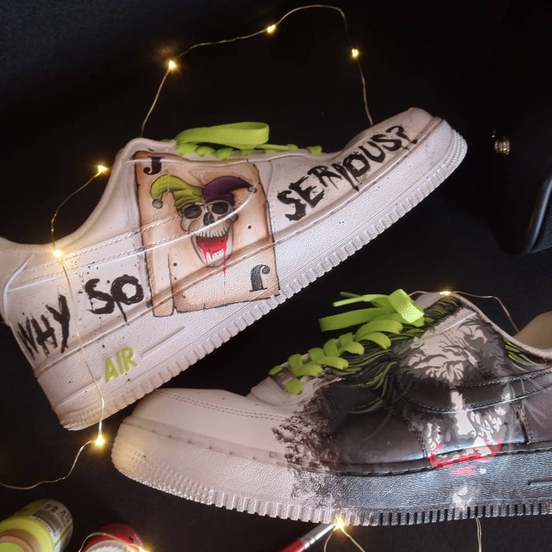 Customized It Horror Joker Bat Air Force 1 Shoes Hand Painted – hand-painted custom sneakers | DiySneakers