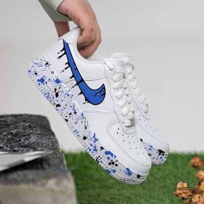 Customized Black Drips Air Force 1 Shoes Hand Painted/Splash Shoes Pink/Blue/Red/Purple – custom sneakers view 2 | DiySnea…