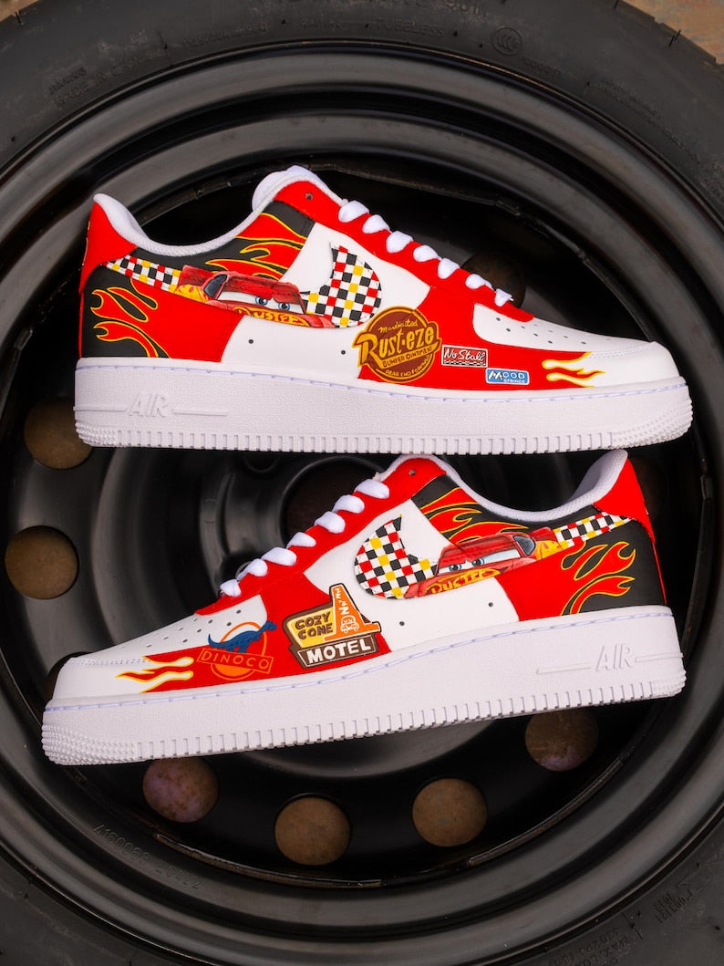 Custom Racing Cars McQueen, Hand Painted Air Force 1 – hand-painted custom sneakers | DiySneakers