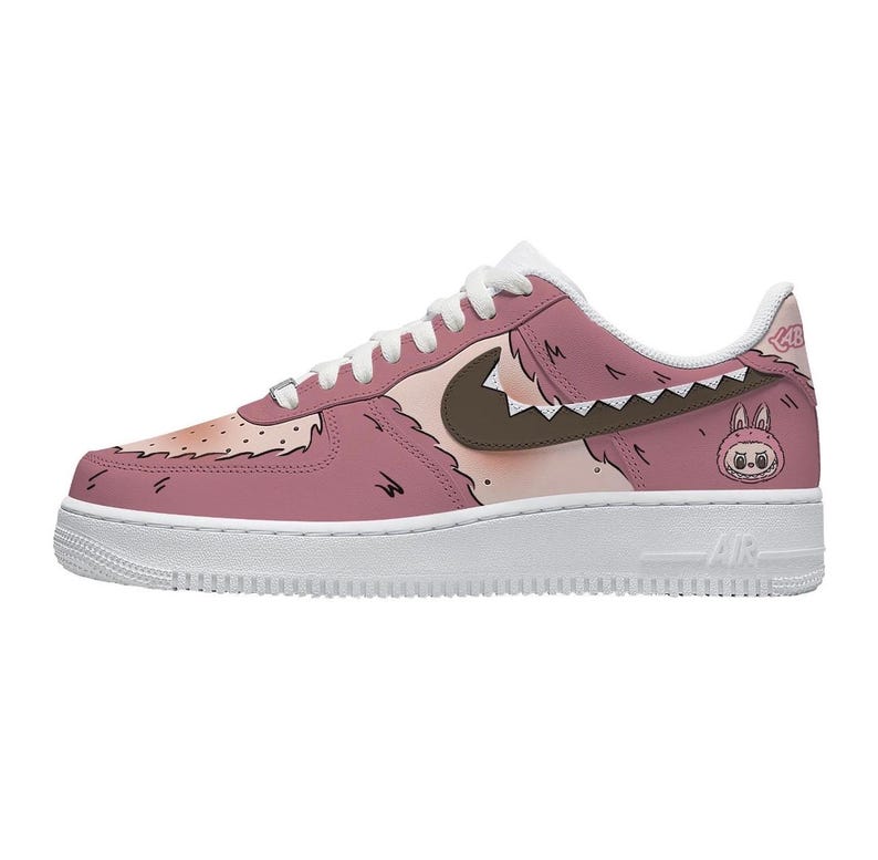 Custom Hand-drawn LABU Air Force 1 Low Pink/Gray/Khaki/Brown – custom sneakers view 4 | DiySneakers