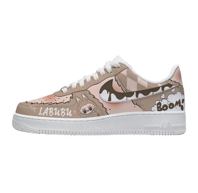 Custom Hand-drawn LABU Air Force 1 Low Pink/Gray/Khaki/Brown – custom sneakers view 2 | DiySneakers