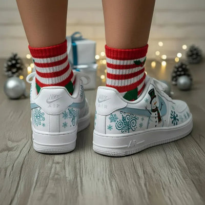 Customized Snowman Air Force 1 Shoes Hand-Painted Sneakers – custom sneakers view 2 | DiySneakers