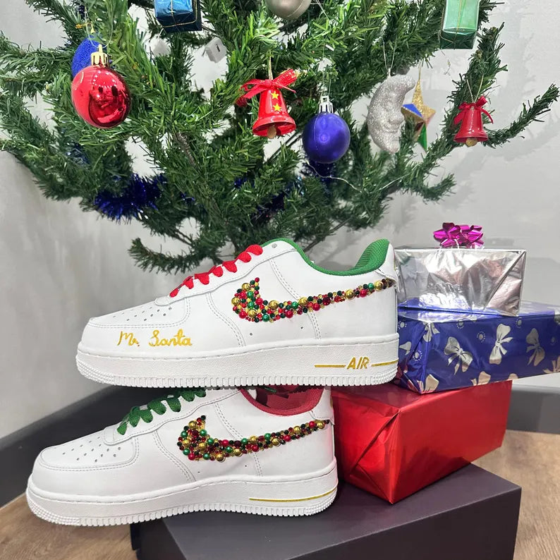 Customized Rhinestone Christmas Shoes Air Force 1 Shoes Sneakers Unique Christmas Gift – hand-painted custom sneakers | Di…