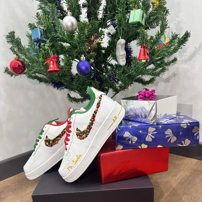 Customized Rhinestone Christmas Shoes Air Force 1 Shoes Sneakers Unique Christmas Gift – custom sneakers view 2 | DiySneakers