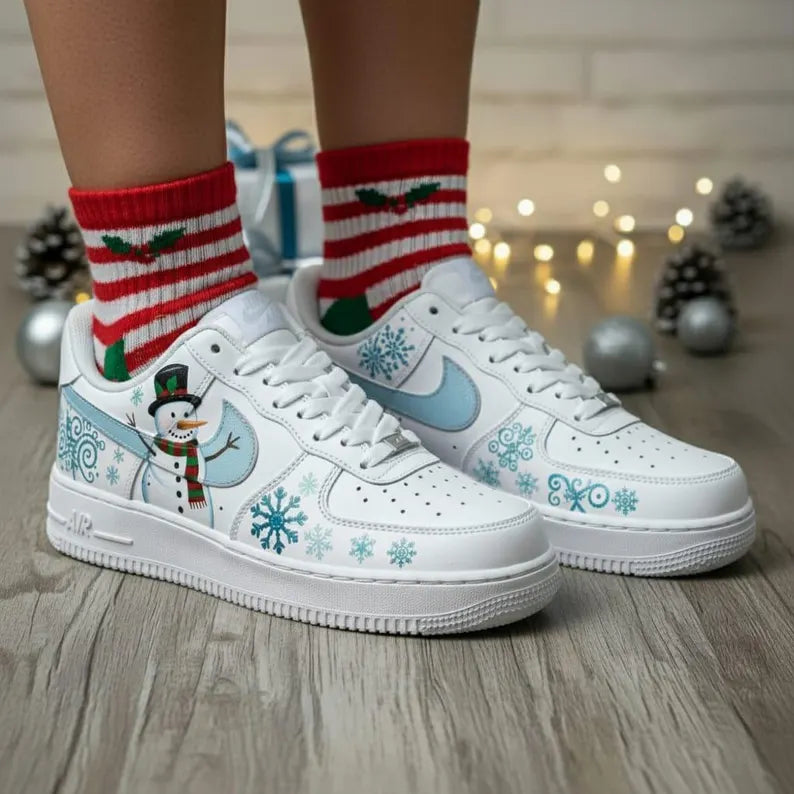 Customized Snowman Air Force 1 Shoes Hand-Painted Sneakers – hand-painted custom sneakers | DiySneakers