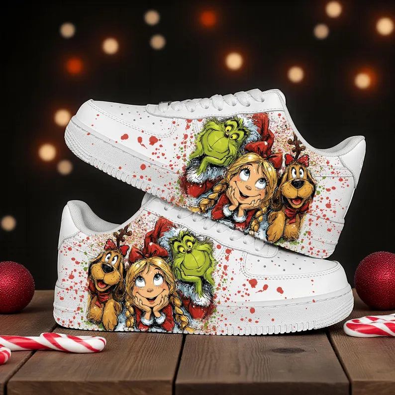 Customized The Grinch Air Force 1 Shoes Hand-Painted Sneakers – hand-painted custom sneakers | DiySneakers
