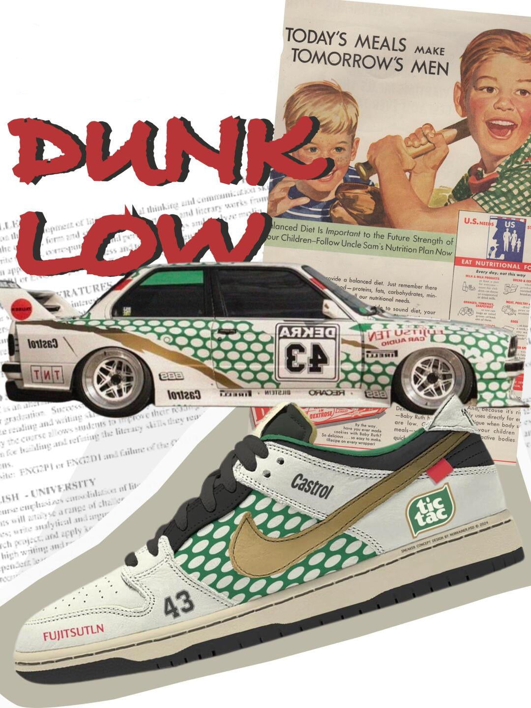Custom Racing M3 E30 Dunk – hand-painted custom sneakers | DiySneakers