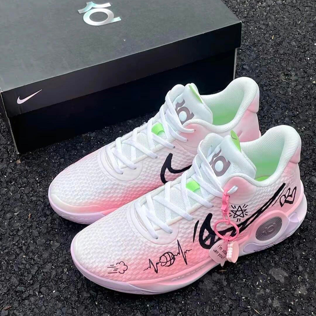 Custom Unlimited KD Trey 5 IX Vintage Pink/White – hand-painted custom sneakers | DiySneakers