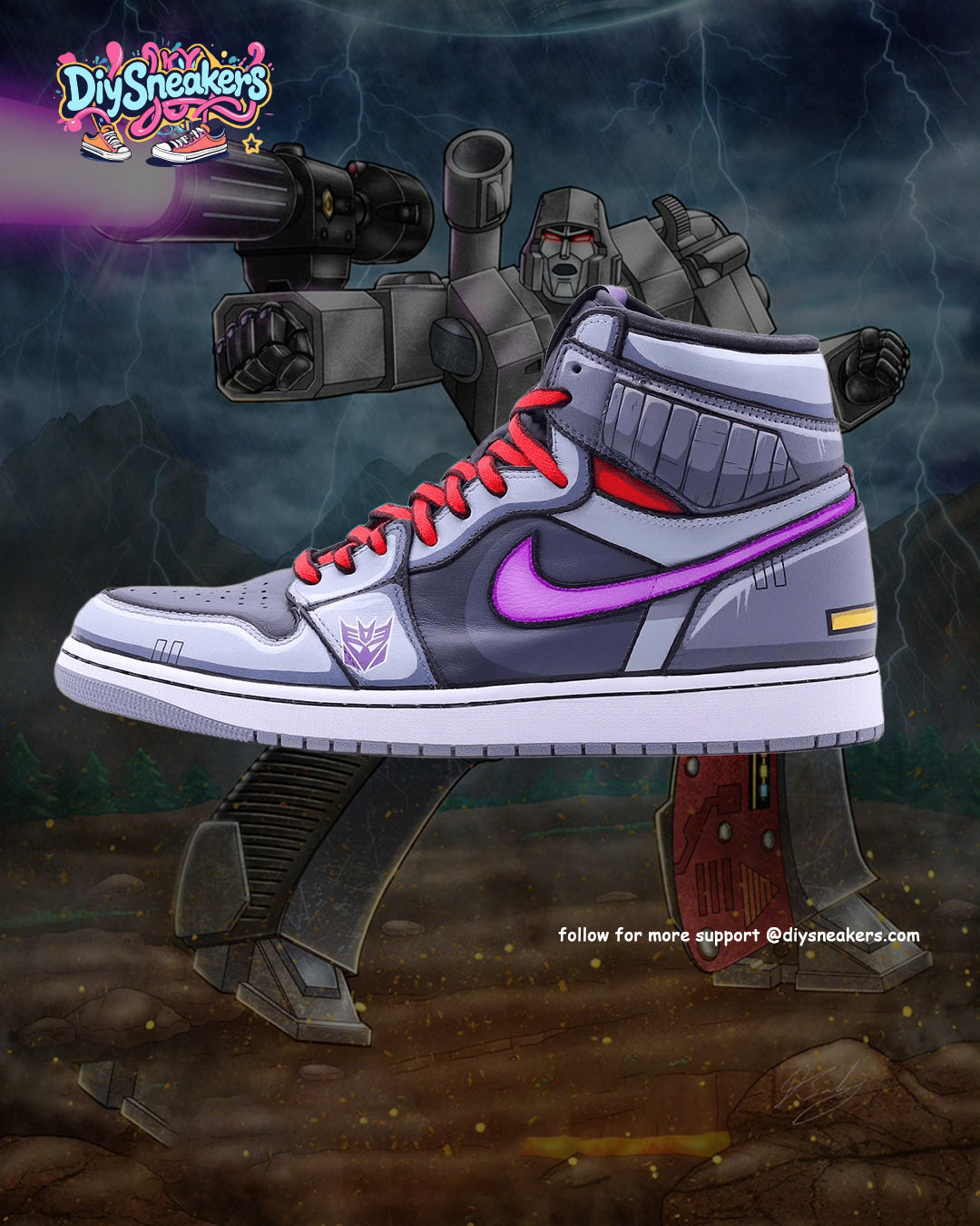 Custom Megatron Air Jordan 1 – hand-painted custom sneakers | DiySneakers