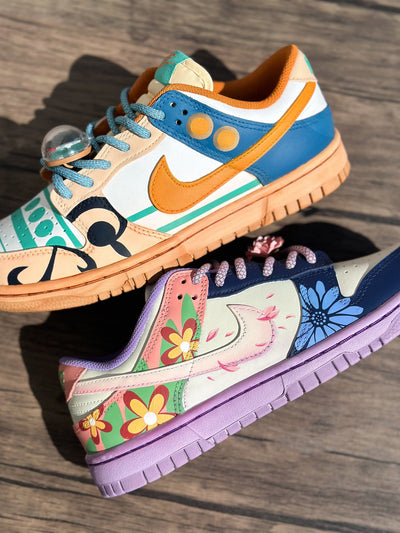 Custom ONE PIECE Nami&Nico Robin Dunk Spilt Color Orange/Purple – custom sneakers view 2 | DiySneakers