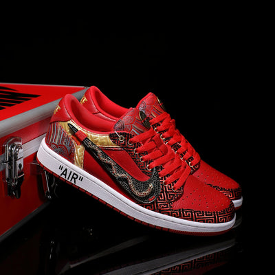 Custom Embroidery - Full Diamond Swoosh Air Jordan Low - Top – custom sneakers view 2 | DiySneakers