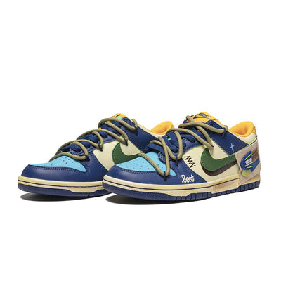 Custom Lie Fallow Dunk Low Beige/Blue – custom sneakers view 2 | DiySneakers
