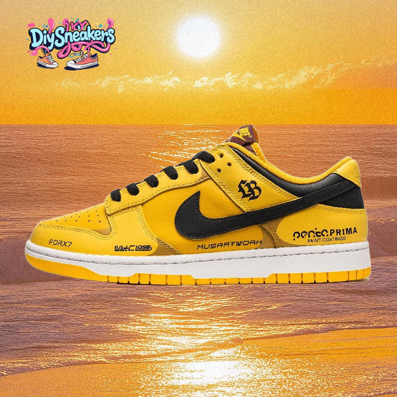 Custom Dazzling radiance Dunk Yellow/black – hand-painted custom sneakers | DiySneakers