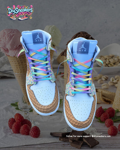 Custom Rainbow Ice Cream Air Jordan 1 – custom sneakers view 2 | DiySneakers