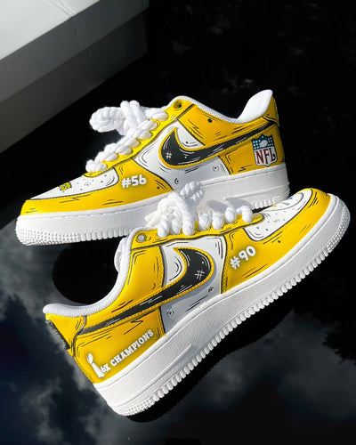 Customized Football Season Limited Hand-drawn Edition - Steelers 1s Air Force 1 Shoes Yellow – custom sneakers view 2 | Di…