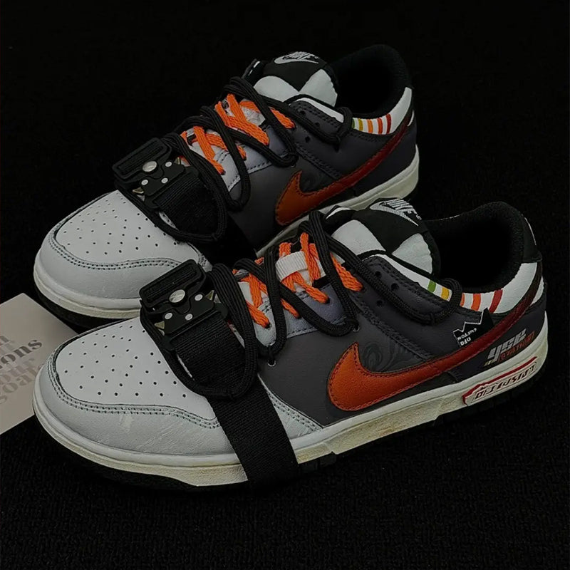 Custom A Journey of Survival Dunk Black/Gray/Orange – hand-painted custom sneakers | DiySneakers